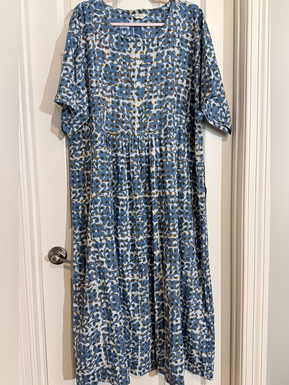 NWOT 100% Cotton Blue Print Maxi Dress
